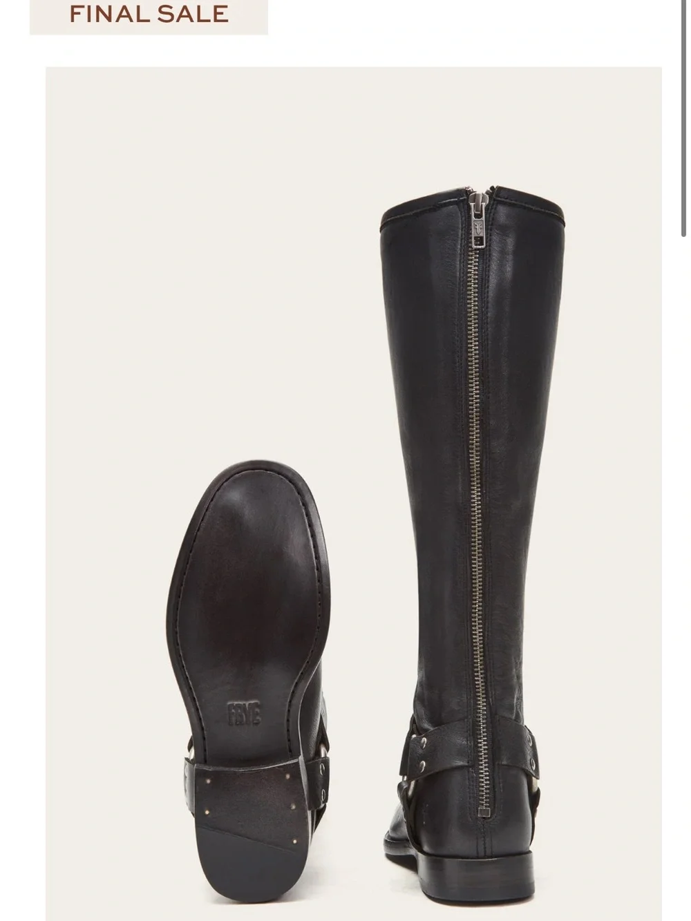 FRYE Leather Knee-High Harness Boot - Black size 8 B